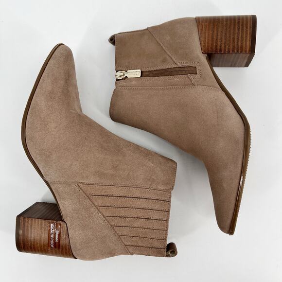 Blondo Laureece Bootie Womens 9.5 M Tan Beige Suede Waterproof Pointed Toe B6659 - Picture 5 of 8